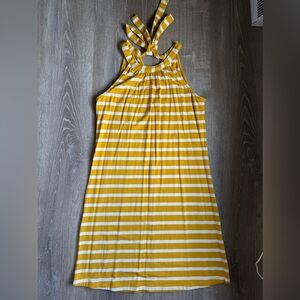 Market & Spruce Yellow and White Striped Midi Dress